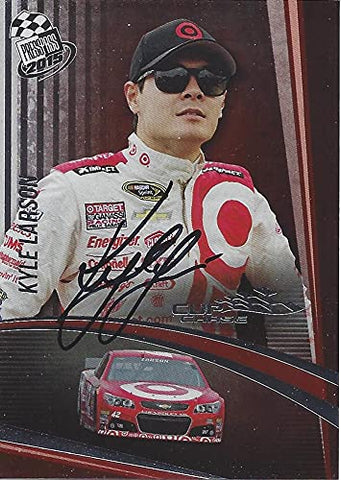 AUTOGRAPHED Kyle Larson 2015 Press Pass CUP CHASE EDITION (#42 Target Team) Chip Ganassi Racing Sprint Cup Series Chrome Insert Signed NASCAR Collectible Trading Card with COA