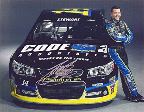 AUTOGRAPHED 2015 Tony Stewart #14 Code 3 Associates Racing (Riders on the Storm) MEDIA DAY POSE Stewart-Haas Team 8X10 Inch Signed Picture NASCAR Glossy Photo with COA