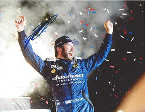 AUTOGRAPHED 2017 Martin Truex Jr. #78 Auto-Owners GO BOWLING 400 KANSAS RACE WIN (Victory Lane Confetti Celebration) Furniture Row Racing Signed Picture 9X11 Inch NASCAR Photo with COA