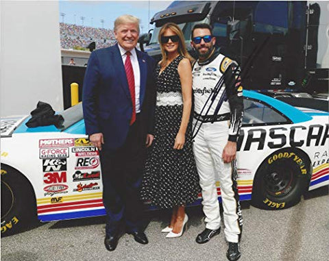 AUTOGRAPHED 2020 Aric Almirola #10 Smithfield Racing PRESIDENT TRUMP APPEARANCE (Daytona 500 Great American Race) NASCAR Cup Series Signed Collectible Picture 8X10 Inch Glossy Photo with COA