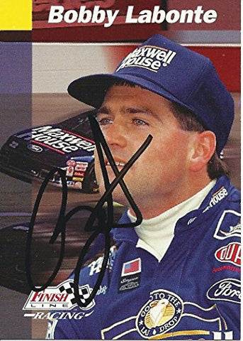 AUTOGRAPHED Bobby Labonte 1993 Finish Line Racing (#22 Maxwell House Team) Winston Cup Series Vintage Signed NASCAR Collectible Trading Card with COA