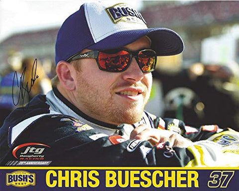 AUTOGRAPHED 2019 Chris Buescher #37 Bush's Best Chevrolet Camaro Driver (JTG Daugherty Racing) Monster Energy Cup Series Signed Collectible Picture 8X10 Inch NASCAR Hero Card Photo with COA