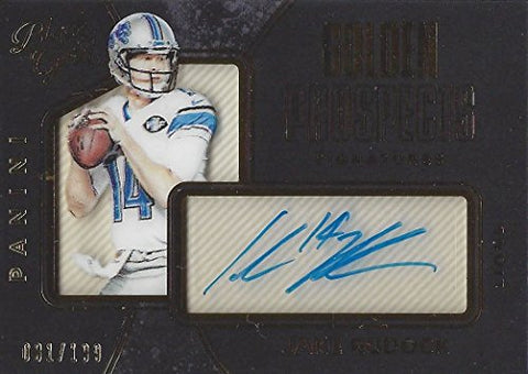 JAKE RUDOCK 2016 Panini Black Gold Football GOLDEN PROSPECTS SIGNATURES (Rookie Autograph) Detroit Lions Rare Signed Insert NFL Collectible Football Trading Card #081/199