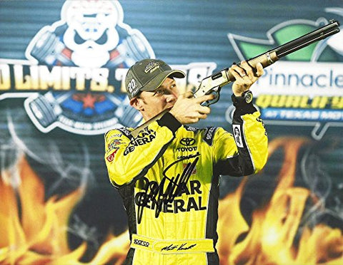AUTOGRAPHED 2014 Matt Kenseth #20 Dollar General Racing TEXAS 500 POLE AWARD WINNER (Victory Line Rifle Trophy) Gibbs Team Signed Collectible Picture NASCAR 9X11 Inch Glossy Photo with COA