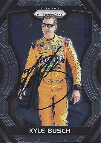 AUTOGRAPHED Kyle Busch 2018 Panini Prizm Racing (#18 M&M Driver) Joe Gibbs Team Chrome Signed Collectible NASCAR Trading Card with COA