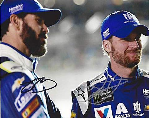 2X AUTOGRAPHED Dale Earnhardt Jr. & Jimmie Johnson 2017 Monster Energy Cup Series (#88 Nationwide / #48 Lowes) Hendrick Dual Signed Collectible Picture 8X10 Inch NASCAR Glossy Photo with COA