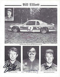 4X AUTOGRAPHED Bill Elliott/Harry Melling/Ernie Elliott/Dan Elliott (#9 Coors Car) Winston Cup Series ELLIOTT FAMILY RACING TEAM Rare Vintage Signed 9X11 Inch NASCAR Magazine Page with COA