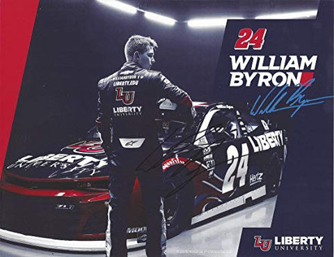 AUTOGRAPHED 2019 William Byron #24 Liberty University Chevrolet Camaro Team (Hendrick Motorsports) Monster Cup Series Signed Picture 9X11 Inch NASCAR Official Hero Card Photo with COA