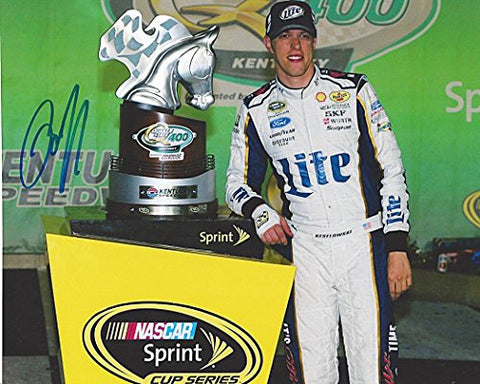 AUTOGRAPHED 2014 Brad Keselowski #2 Miller Lite Racing KENTUCKY WIN (Victory Lane Trophy) 8X10 Signed NASCAR Glossy Photo with COA