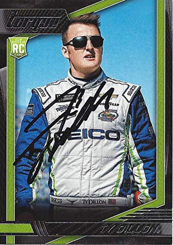 AUTOGRAPHED Ty Dillon 2017 Panini Torque Racing OFFICIAL ROOKIE CARD (#13 Geico Team) Monster Cup Series Signed NASCAR Collectible Trading Card with COA