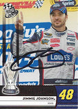 AUTOGRAPHED Jimmie Johnson 2009 Press Pass Racing HUNT FOR FOUR (2009 Championship) Martinsville Victory Lane #48 Lowes Red Parallel Signed NASCAR Collectible Trading Card with COA