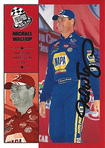AUTOGRAPHED Michael Waltrip 2002 Press Pass Racing (#15 Napa Auto Parts Team) Winston Cup Series Vintage Signed NASCAR Collectible Trading Card with COA