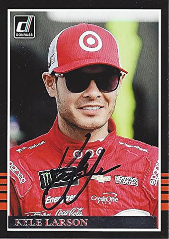 AUTOGRAPHED Kyle Larson 2018 Panini Donruss (#42 Target Team) Chip Ganassi Racing Monster Cup Series Black Border Signed NASCAR Collectible Trading Card with COA