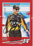 AUTOGRAPHED Clint Bowyer 2021 Panini Donruss RED PARALLEL (#14 Rush Truck Center Team) Stewart-Haas Racing Insert Signed NASCAR Collectible Trading Card with COA #065/299