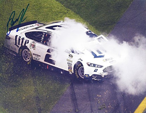 AUTOGRAPHED 2015 Brad Keseloski #2 Miller Lite Racing DAYTONA 500 WRECK (Team Penske) 9X11 Signed Picture NASCAR Glossy Photo with COA
