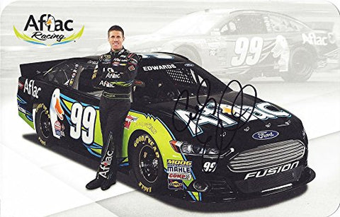 AUTOGRAPHED 2014 Carl Edwards #99 Aflac Team (Roush Racing) Ford Fusion 5X7 Signed NASCAR Photo Hero Card with COA