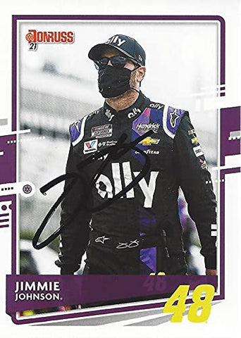 AUTOGRAPHED Jimmie Johnson 2021 Panini Donruss Racing (#48 Ally Team) Hendrick Motorsports NASCAR Cup Series Signed Collectible Trading Card with COA
