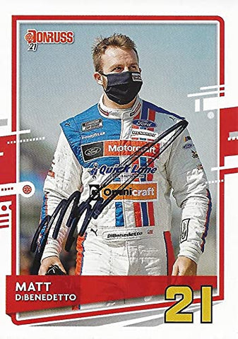AUTOGRAPHED Matt DiBenedetto 2021 Panini Donruss (#21 Motorcraft Team) Wood Brothers Racing NASCAR Cup Series Signed Collectible Trading Card with COA