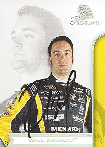 AUTOGRAPHED Paul Menard 2011 Press Pass Premium Racing CONTENDERS (#27 Menard Chevrolet) RCR Sprint Cup Series Signed NASCAR Collectible Trading Card with COA