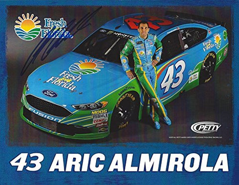 AUTOGRAPHED 2017 Aric Almirola #43 Fresh from Florida Ford (Richard Petty Motorsports) Monster Energy Cup Series Signed Collectible Picture 8X10 Inch NASCAR Hero Card Photo with COA