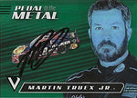 AUTOGRAPHED Martin Truex Jr. 2021 Panini Chronicles Black Racing PEDAL TO THE METAL (#19 Bass Pro Shops) Rare Green Parallel Insert Signed NASCAR Collectible Trading Card with COA