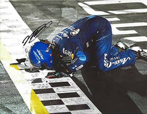 AUTOGRAPHED 2016 Martin Truex Jr. #78 Auto-Owners Insurance Racing DARLINGTON THROWBACK RACE WIN (Finish Line Kiss) Sprint Cup Series Signed Collectible Picture NASCAR 9X11 Inch Glossy Photo with COA