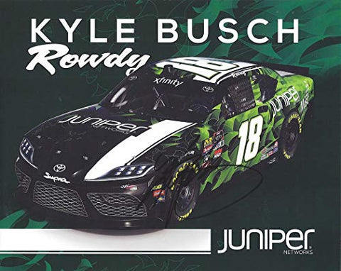 AUTOGRAPHED 2019 Kyle Busch #18 Juniper Networks Toyota Supra Team (Joe Gibbs Racing) Xfinity Series Signed Collectible Picture 8X10 Inch NASCAR Hero Card Photo with COA