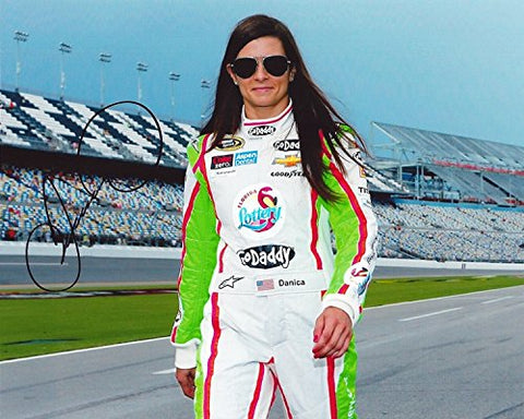 AUTOGRAPHED 2014 Danica Patrick #10 GoDaddy Racing FLORIDA LOTTERY (Daytona Speedway) Pit Road Walk Signed Picture 8X10 NASCAR Glossy Photo with COA