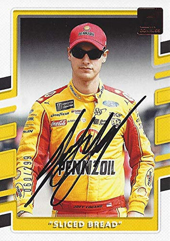 AUTOGRAPHED Joey Logano 2018 Panini Donruss Racing SLICED BREAD (#22 Pennzoil Penske Team) Red Parallel Insert Signed NASCAR Collectible Trading Card with COA #060/299