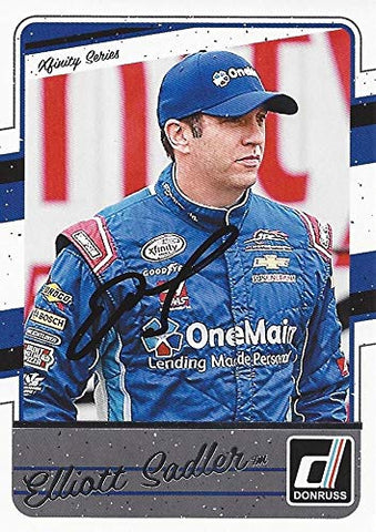 AUTOGRAPHED Elliott Sadler 2017 Panini Donruss Racing (OneMain Financial Team) JR Motorsports Xfinity Series Signed NASCAR Collectible Trading Card with COA