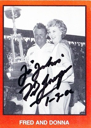 AUTOGRAPHED Fred Lorenzen 1989 TG Masters of Racing North Wilkesboro Win VINTAGE NASCAR Trading Card