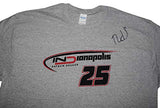 AUTOGRAPHED 2018 Natalie Decker #25 INDIANAPOLIS RACE (Venturini Motorsports) ARCA Series Rare Custom & Limited Signed Collectible NASCAR Gray XL Shirt with COA (1 of only 50 produced)