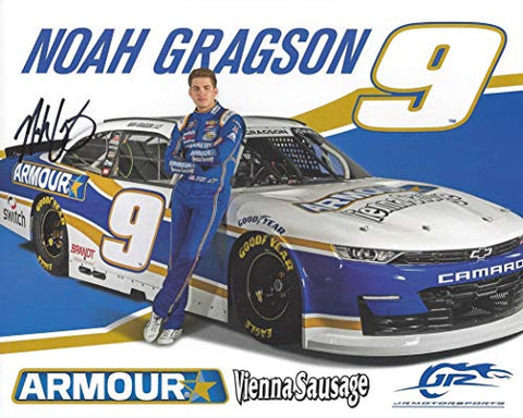 AUTOGRAPHED 2019 Noah Gragson #9 Armour - Vienna Sausages Racing) JR Motorsports Camaro Team Xfinity Series Signed Collectible Picture NASCAR 8X10 Inch Hero Card Photo with COA