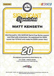 MATT KENSETH 2017 Panini Donruss Racing SIGNIFICANT SIGNATURES AUTOGRAPH(Retirement Final Season) #20 DeWalt Gibbs Driver Insert Collectible NASCAR Trading Card
