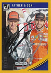 2X AUTOGRAPHED Chase Elliott & Bill Elliott 2019 Panini Donruss Racing FATHER & SON (Watkins Glen First Cup Win) Monster Cup Series Insert Signed Collectible NASCAR Trading Card with COA #028/299