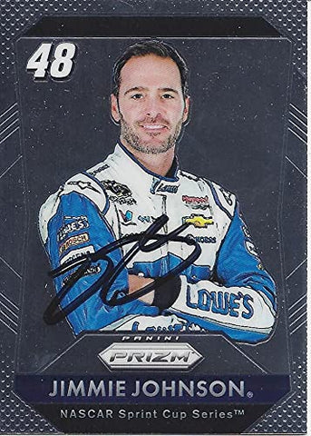 AUTOGRAPHED Jimmie Johnson 2016 Panini Prizm Racing (#48 Lowes Team) Hendrick Motorsports Signed NASCAR Collectible Trading Card with COA