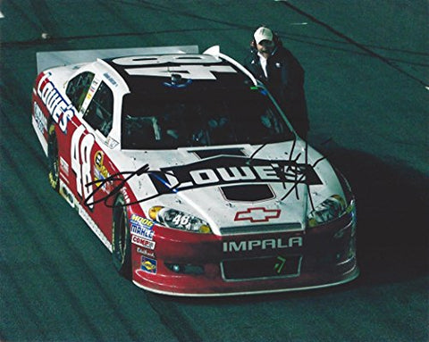 2X AUTOGRAPHED Jimmie Johnson & Rick Hendrick (#48 Lowes Pariotic Car) CATCHING A RIDE Sprint Cup Series Post-Race Signed Picture NASCAR 8X10 Inch Glossy Photo with COA