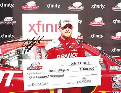 AUTOGRAPHED 2016 Justin Allgaier #7 Brandt Professional Agriculture DASH 4 CASH WINNER Xfinity Series Victory Lane 9X11 Inch Signed Picture NASCAR Glossy Photo with COA