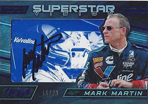 AUTOGRAPHED Mark Martin 2016 Panini Torque Racing SUPERSTAR VISION (#6 Valvoline Team) Winston Cup Series Insert Signed NASCAR Collectible Trading Card with COA #16/99