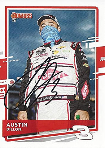 AUTOGRAPHED Austin Dillon 2021 Panini Donruss (#3 Dow Team) Richard Childress Racing RCR NASCAR Cup Series Signed NASCAR Collectible Trading Card with COA