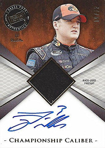 AUTOGRAPHED Ty Dillon 2015 Press Pass Racing CHAMPIONSHIP CALIBER (#3 Bass Pro Shops) Firesuit Relic Memorabilia Insert Signed NASCAR Trading Card with COA (#47 of 50)