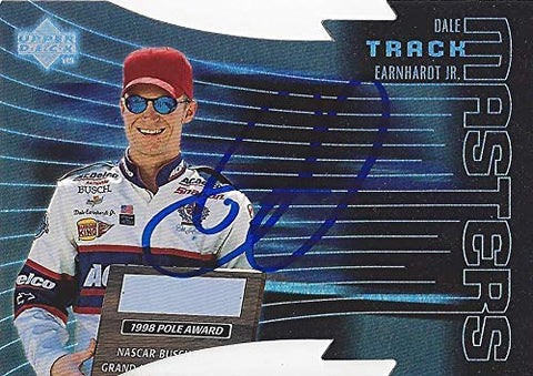 AUTOGRAPHED Dale Earnhardt Jr. 1999 Upper Deck Racing TRACK MASTERS (1998 Pole Award) Championship Season Diecut Insert Signed NASCAR Collectible Trading Card with COA and Toploader