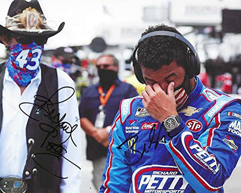 2X AUTOGRAPHED 2020 Bubba Wallace & Richard Petty #43 Victory Junction Racing TALLADEGA RACE (Pre-Race Support For Bubba) NASCAR Cup Series Signed Picture 8X10 Inch NASCAR Glossy Photo with COA