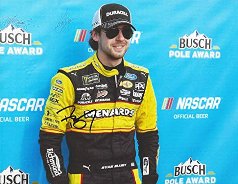 AUTOGRAPHED 2018 Ryan Blaney #12 Menards Racing POCONO BUSCH POLE AWARD (Monster Energy Cup Series) Team Penske Signed Collectible Picture NASCAR 9X11 Inch Glossy Photo with COA