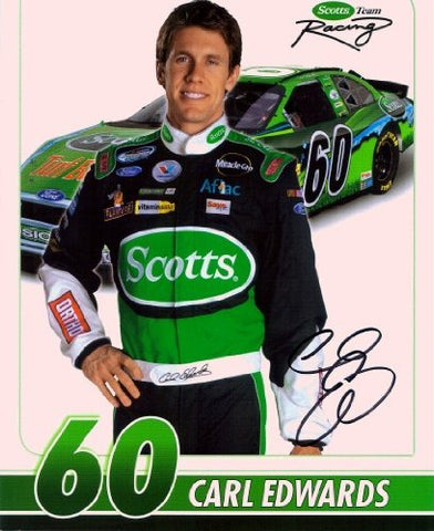 AUTOGRAPHED Carl Edwards #60 Scotts Racing Team (Nationwide Series) 9X11 Inch Signed Photo Hero Card with COA