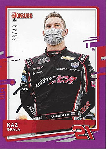 AUTOGRAPHED Kaz Grala 2021 Panini Donruss PURPLE PARALLEL (#21 Richard Childress Racing Team) Xfinity Series Rare Insert Signed NASCAR Collectible Trading Card with COA #38/49