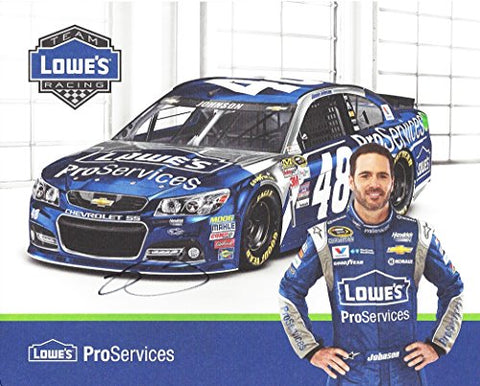 AUTOGRAPHED 2015 Jimmie Johnson #48 Lowes Pro Services Racing (Hendrick Motorsports) Signed Picture 8X10 NASCAR Hero Card with COA