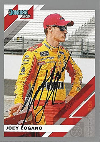AUTOGRAPHED Joey Logano 2020 Panini Donruss Racing (#22 Shell Pennzoil Team) Team Penske NASCAR Cup Series Gray Parallel Signed NASCAR Collectible Trading Card with COA
