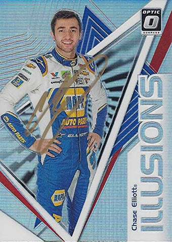 AUTOGRAPHED Chase Elliott 2020 Panini Donruss Racing ILLUSIONS (#9 NAPA Driver) Hendrick Motorsports Insert Signed Collectible NASCAR Trading Card with COA