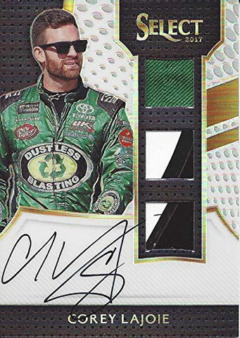 AUTOGRAPHED Corey LaJoie 2017 Panini Select Racing (#83 Dustless Blasting Racing) TRIPLE RELIC ON-CARD SIGNATURE (Race-Used Memorabilia) Signed Collectible NASCAR Trading Card #19/50